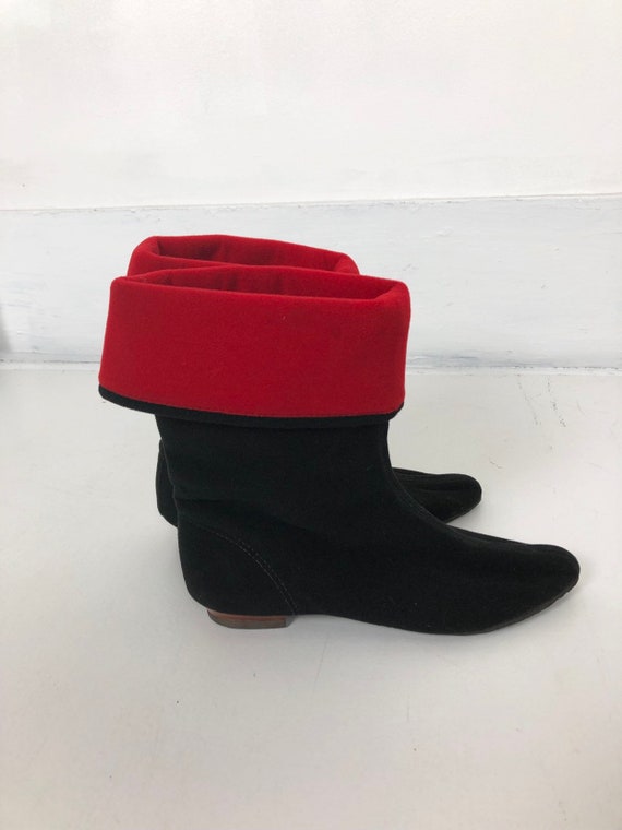 KILLER 50s Black and Red Wool Ankle Boots 6.5 - image 5