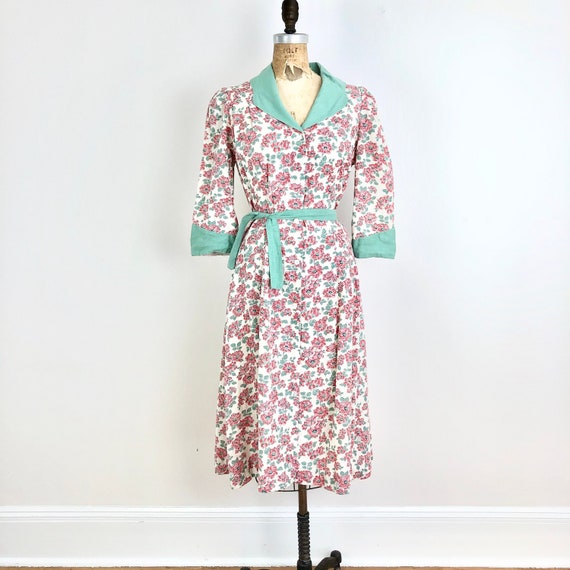 1930s Floral Cotton Dress S Gem