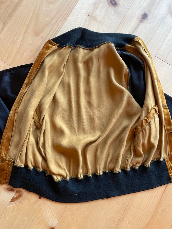 1940s Gold and Black Satin Baseball Jacket S - image 8