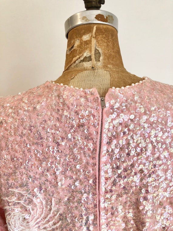 LOVELY 1960s Pink Sequin Pullover Sweater M - image 6