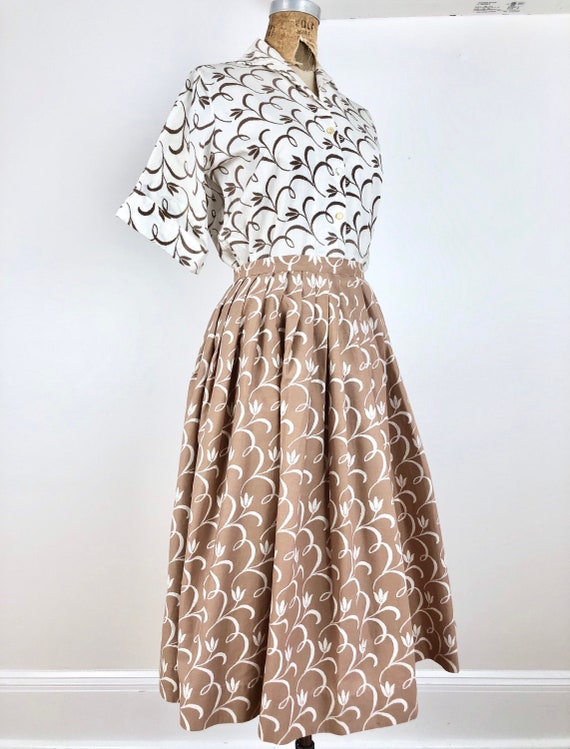 1950s Graff Reverse Print Two Piece Cotton Skirt S