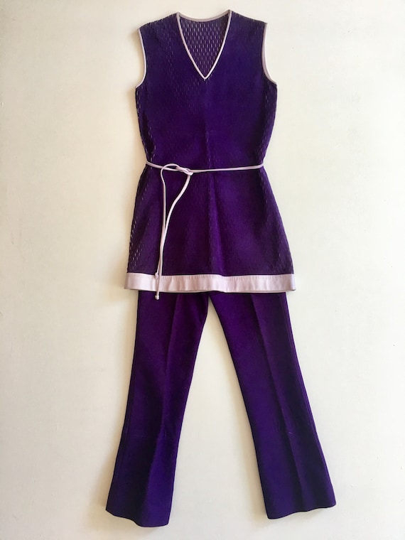 INCREDIBLE Glam Rocker 1960s Purple Suede 2 Piece