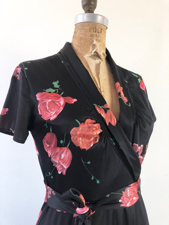 Sweet 1970’s Rose Print Wrap Dress S - image 3