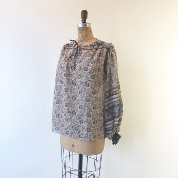 1970’s Indian Floral Paisley Cotton Blouse M