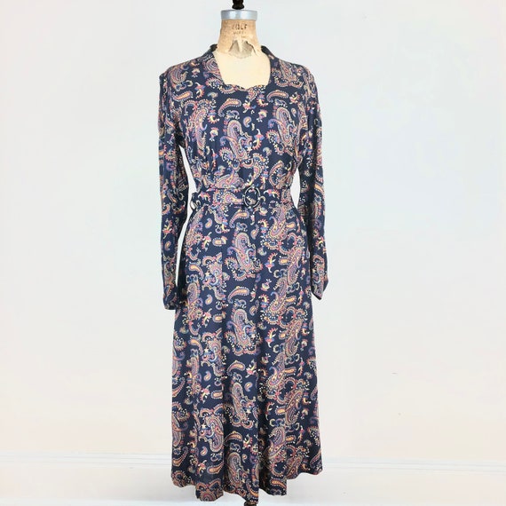 navy blue paisley dress Karen Millen Paisley Devore Plunge Woven Midi Dress in Navy