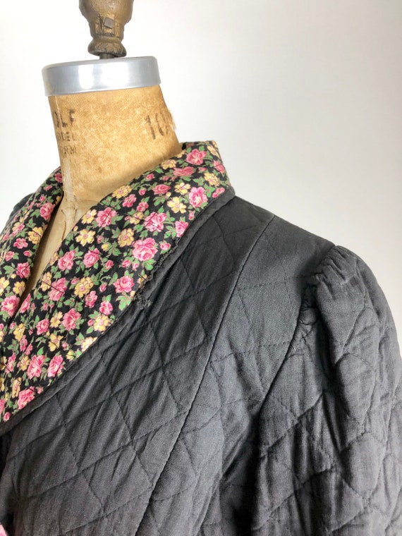 Adorable 1940s Quilted Floral Duster M - image 9