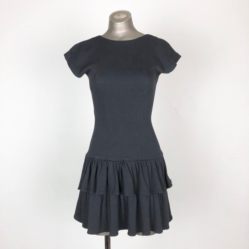 1980s Black Cotton Jersey Open Back Mini Dress S image 4