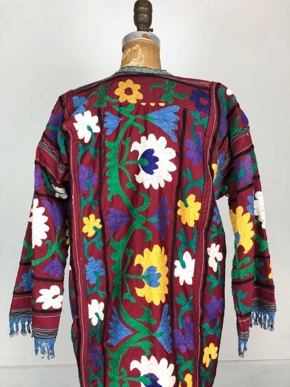 1970s Heavily Embroidered Uzbek Suzani Chapan S - image 9