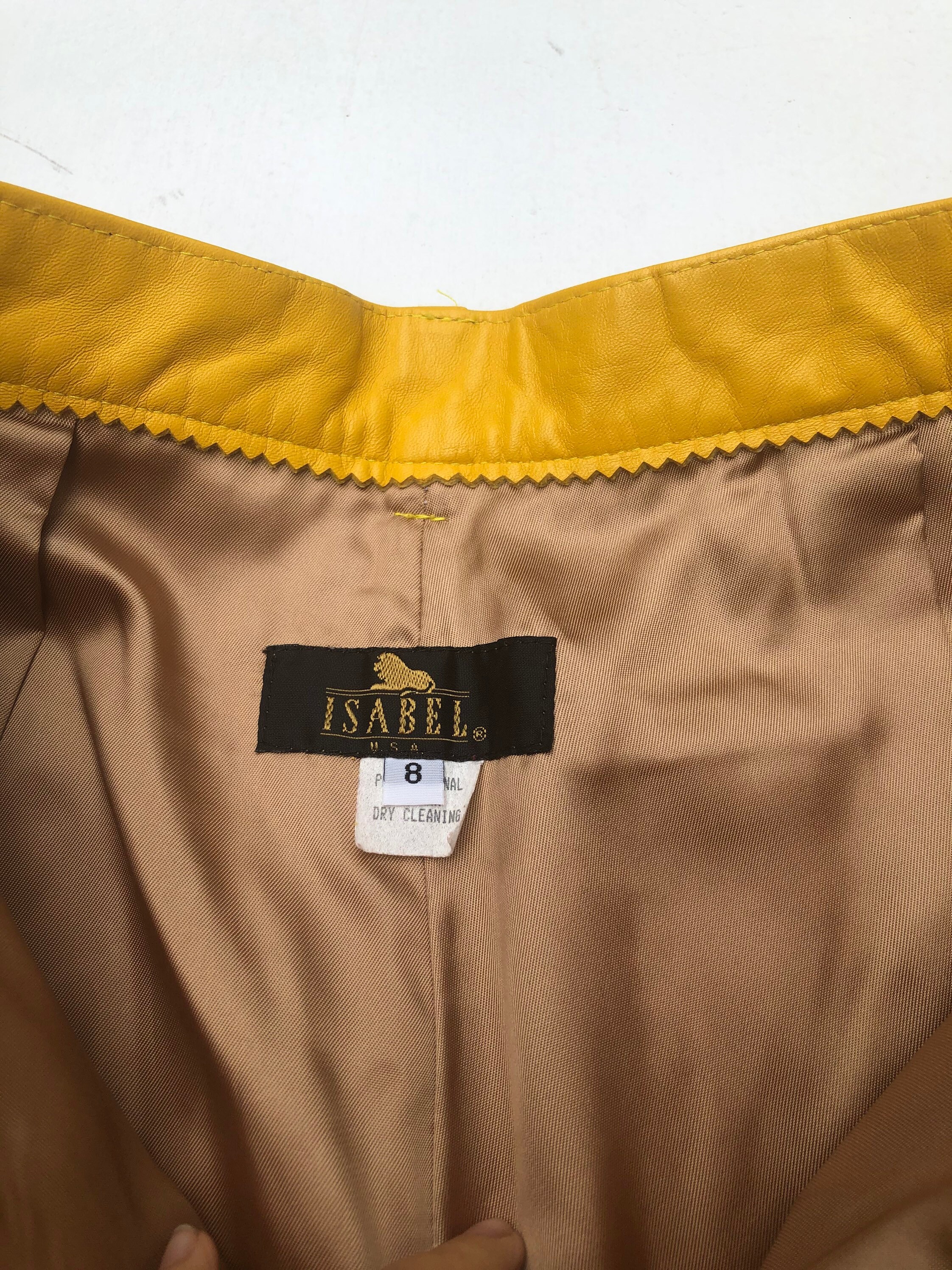 AMAZING 1980s Yellow Leather High Waist Pants 25” - Etsy