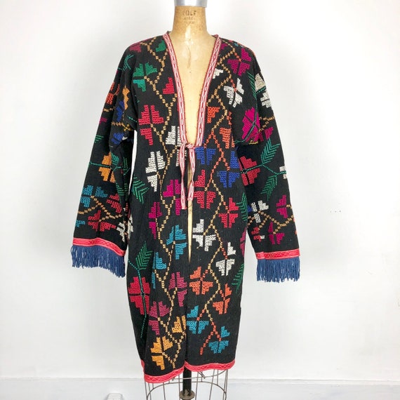 Fabulous 80s Uzbek Corduroy Embroidered Chapan Du… - image 3