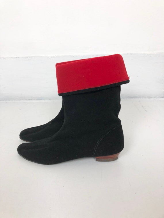 KILLER 50s Black and Red Wool Ankle Boots 6.5 - image 2