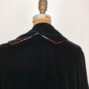 1920s Black Silk Velvet Striped SIlk Duster Coat S image 5