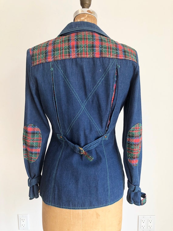 CUTE! 1970s French Dressing Co Plaid Denim Jacket… - image 6