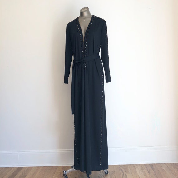 INCREDIBLE 1970s Gold Studded Black Zip Front Jump
