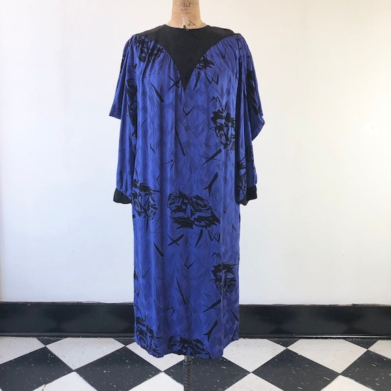 nora noh silk dress 1980s Nora Noh Purple Silk Dress S
