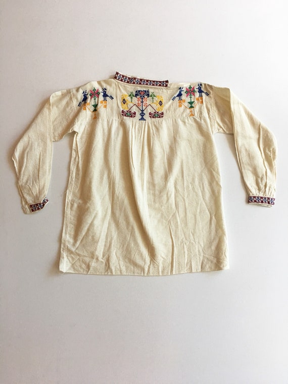 Beautiful 30s 40s Embroidered Cotton Peasant Blou