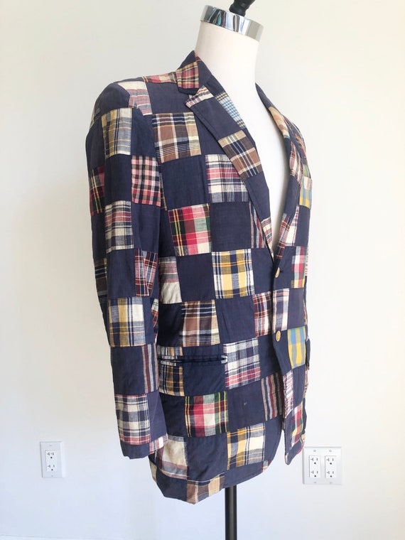 1960s Madras Plaid Cotton Blazer M - Gem