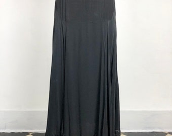 1930s Bias Silk Maxi Skirt W/ Lace Panel Hem S