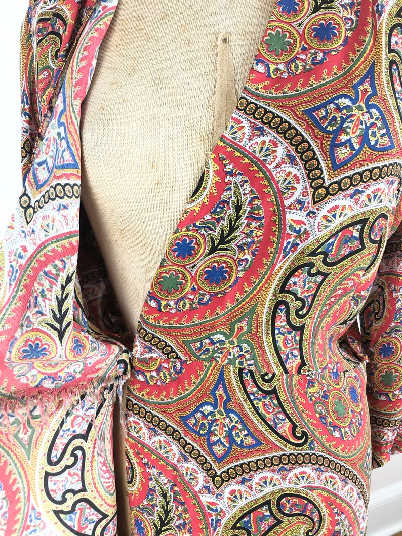 1940s Paisley Cold Rayon Wrap Front Dress M image 10