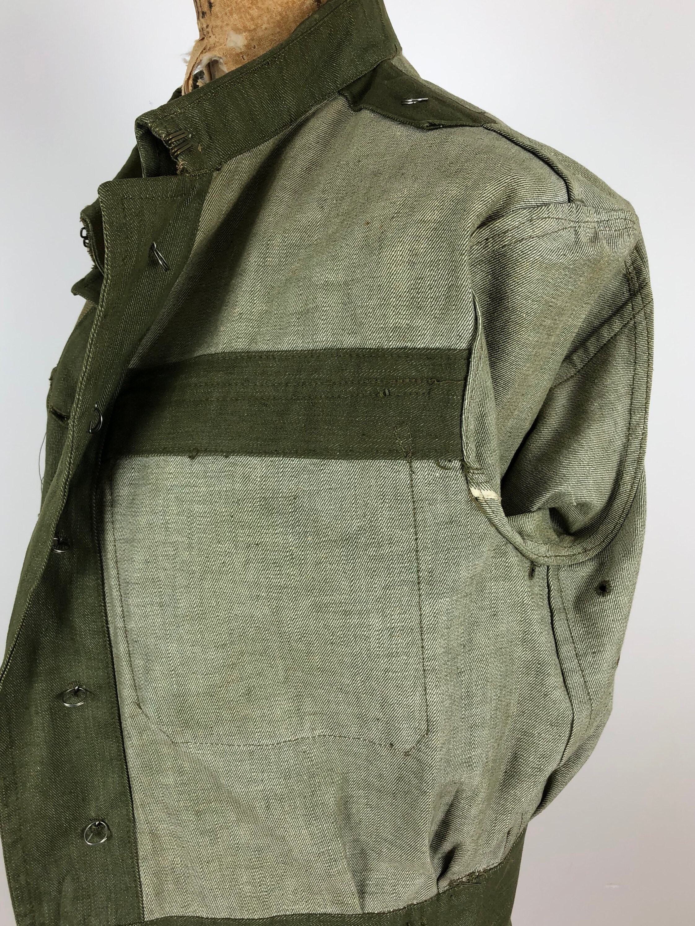 ジャケット・アウター 50s BritishArmy GreenDenim BD Jacket 1950s British Military Green Cotton Jacket S - Etsy