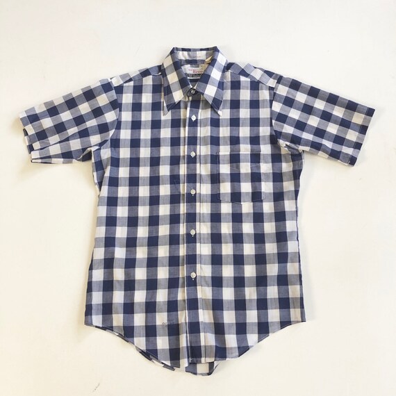 1960’s Campus ‘Now Breed’ Blue Gingham Shirt M