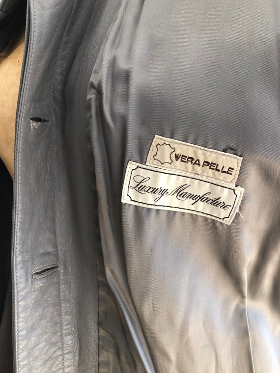 Killer 1970s Vera Pelle Grey Leather Jacket M - image 7