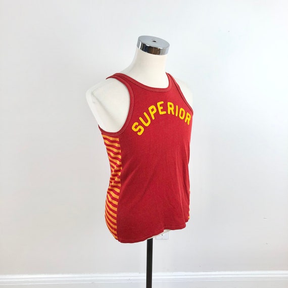 1940s ‘Superior’ Empire Red Rayon Jersey Tank Top… - image 1