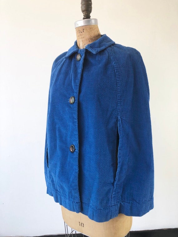ADORABLE 1960’s Blue Corduroy Cape S