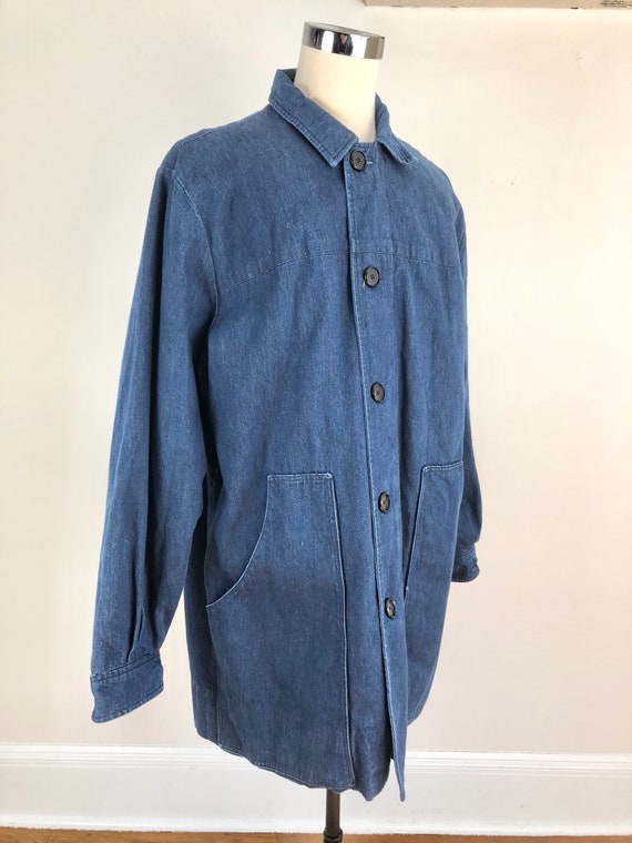 1990s Oversized Denim Zip Coat L - image 3