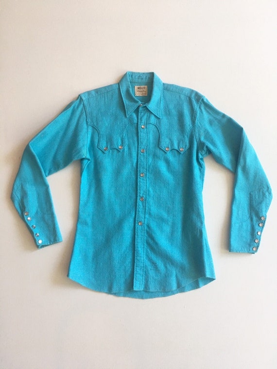 1950s Miller Western Wear Turquoise Cotton Western