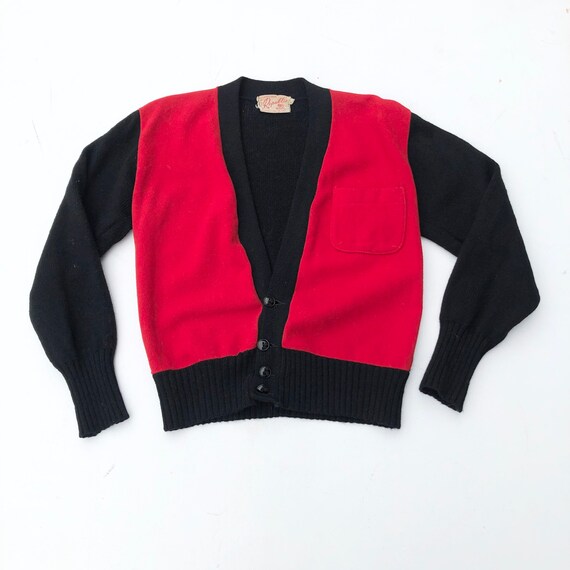 Killer 1950s Red and Black Wool Combo Shirt Jac Ca