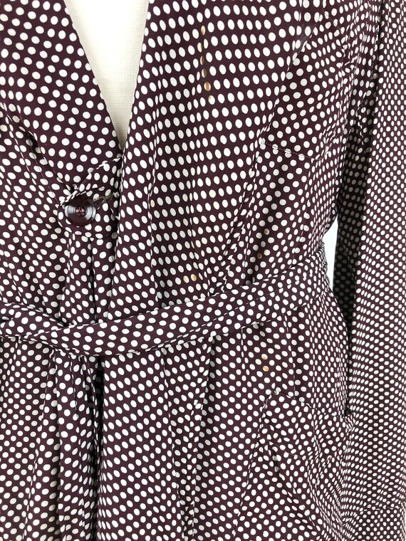 1940s Marvin-Tex Burgundy Polka Dot Cold Rayon Ro… - image 4