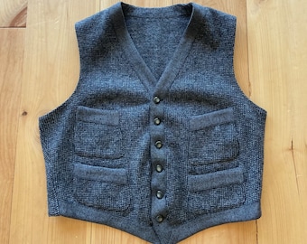 Deadstock 1910s Heather Grey Wool Tweed Waistcoat M