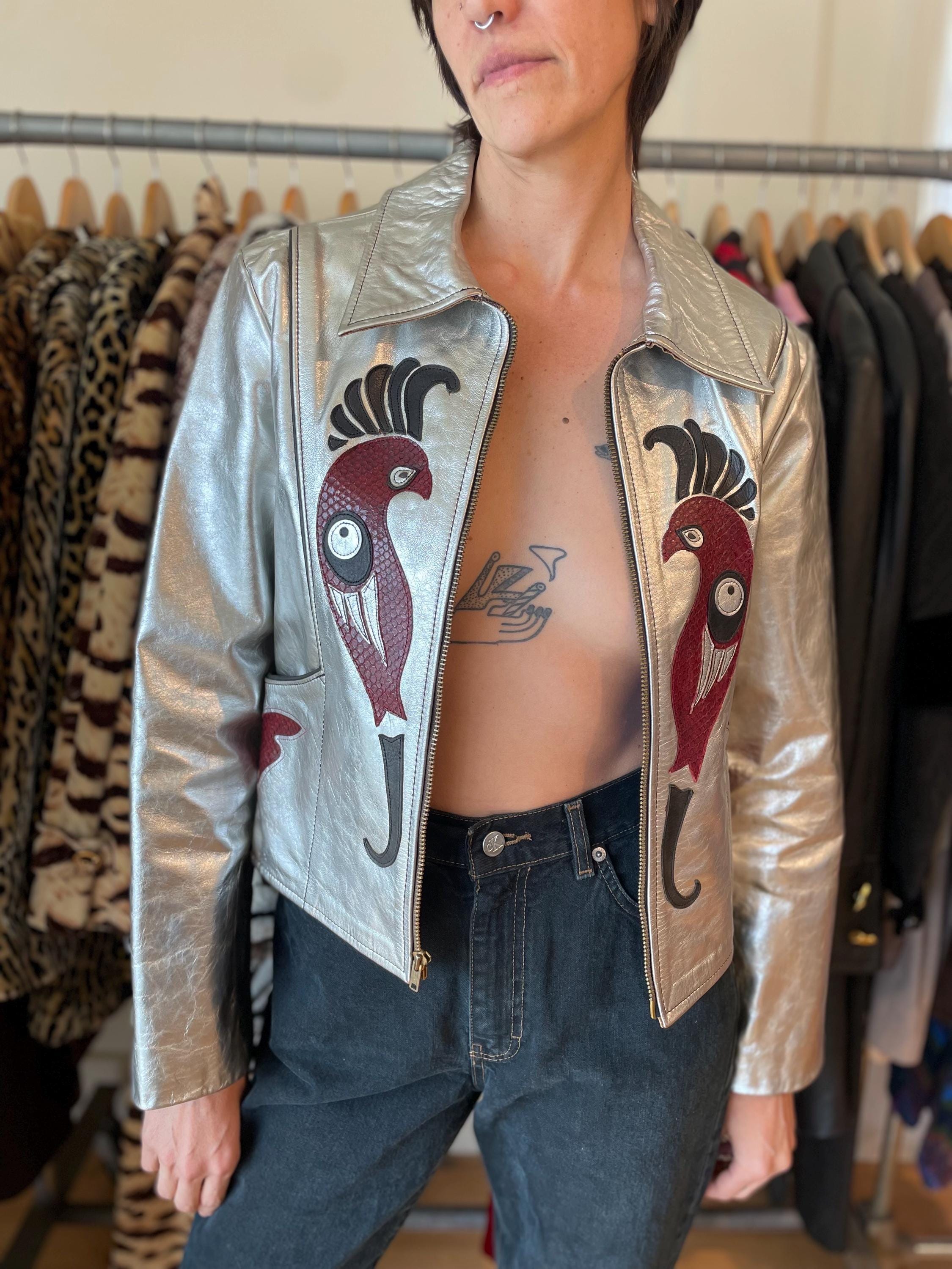 1970's Vintage Custom East West Style Glam Rock Silver Leather