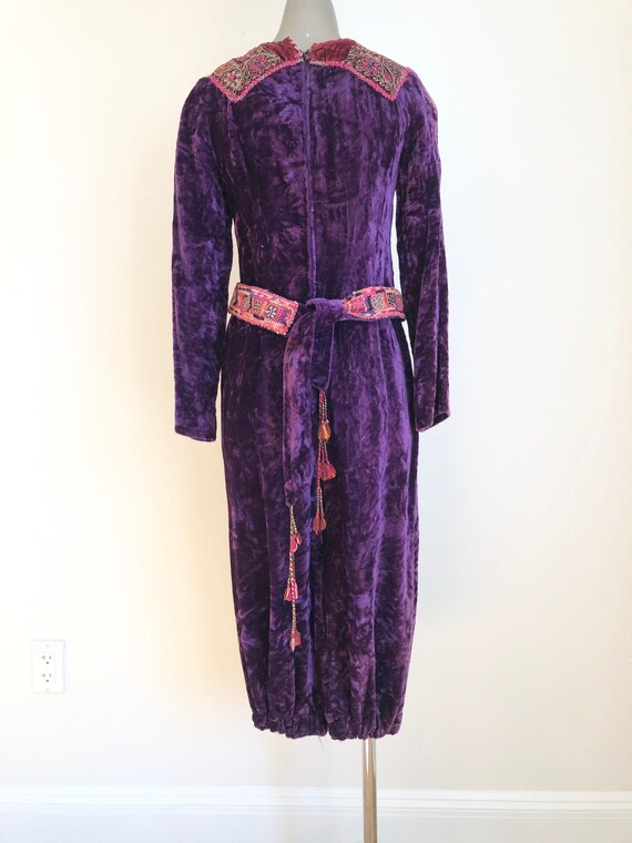 Amazing 1970s Purple Velvet Embroidered Jumpsuit S - image 6