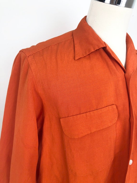 1990s Orange Linen Blend New Republic Loop Collar… - image 3