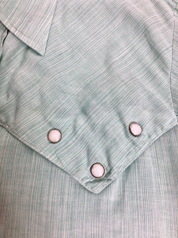 50s H Bar C Mint Green Cotton Pearl Snap Western … - image 6