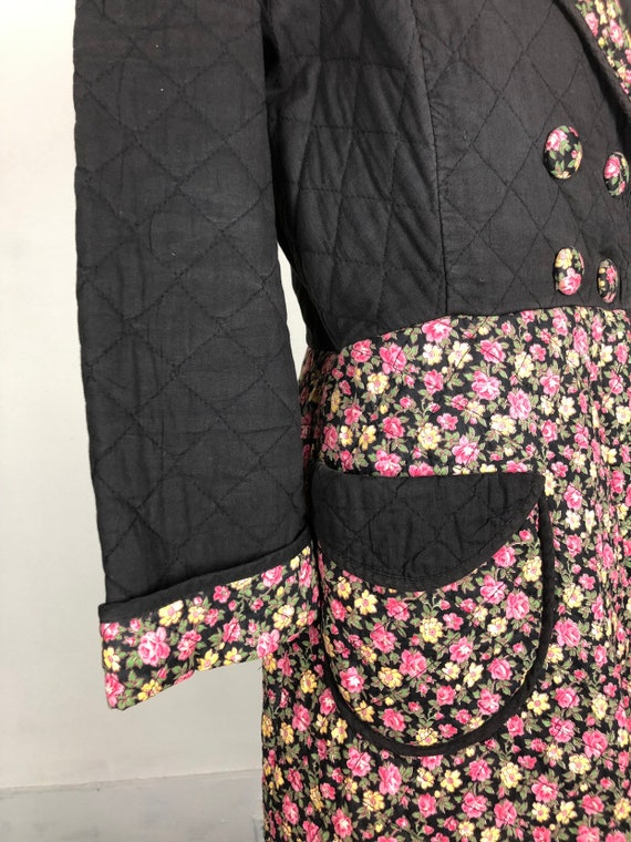 Adorable 1940s Quilted Floral Duster M - image 5