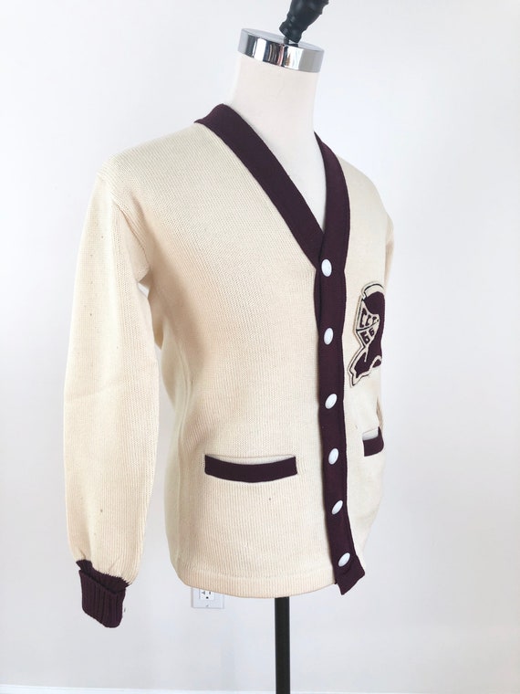 1950s Knight Spartan Patch Varsity Cardigan Sweate