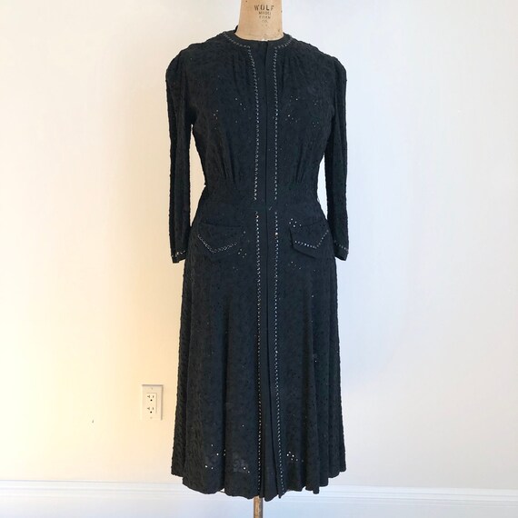 Incredible 1940s Chanel Adaptation Studded Eyelet