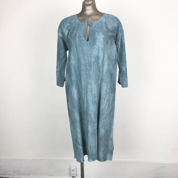 Indigo Dyed Antique French Linen Tunic Dress S - image 2