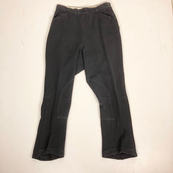 1940s Black Gabardine Riding Pants Jodhpurs 30” Wa