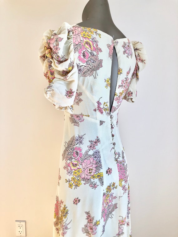 Amazing 1970s Foxy Lady Floral 30’s Style Bias Cu… - image 7