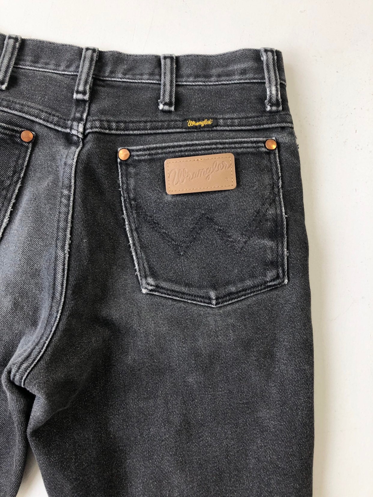 1980s Black Denim Wrangler Jeans 28 Waist | Etsy