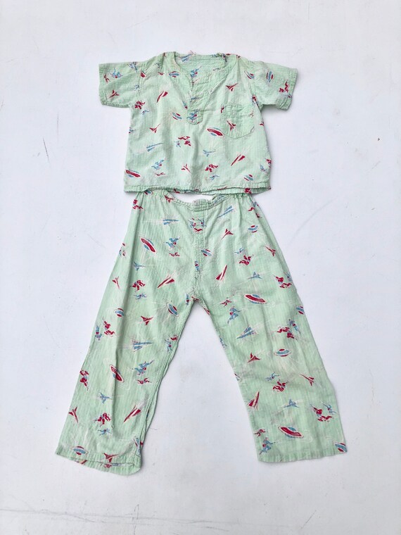 amazing 1940’s UFO Space Print Seersucker Boy’s Pa