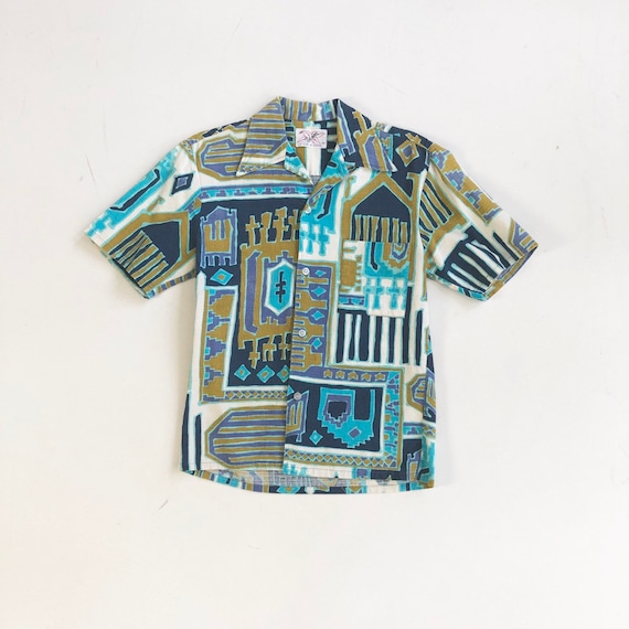 KILLER 1950’s Sears Hawaiian Barkcloth Shirt S