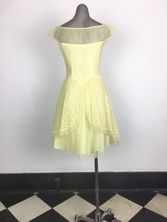Fabulous 1950s Butter Lace Party Dress S - image 8