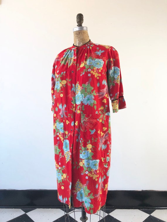 BEST 1950’s Floral Flannel Housecoat S