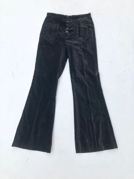 Killer 1960s Black Velvet Bell Bottoms 28”