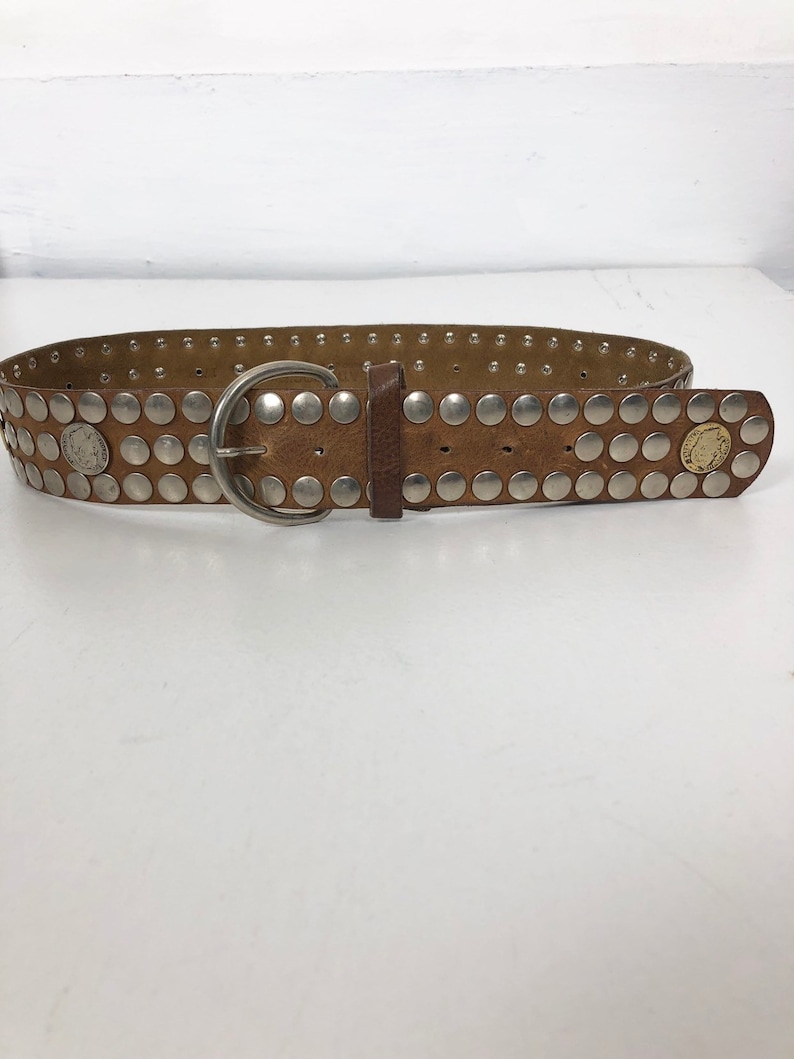 KILLER 70\u2019s Coin Studded Leatherock Leather Belt